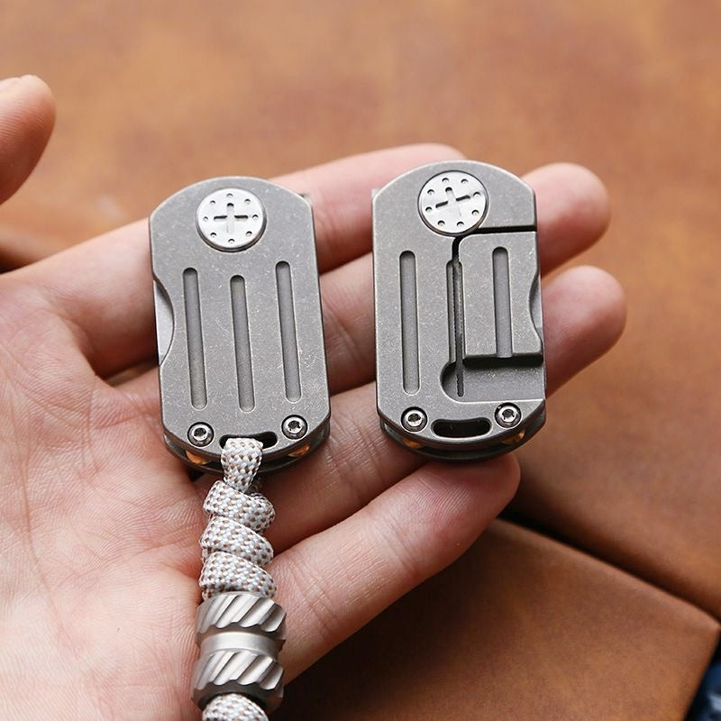 Titanium Alloy Mini Square Folding Knife EDC Gadget Outdoor Portable Knife