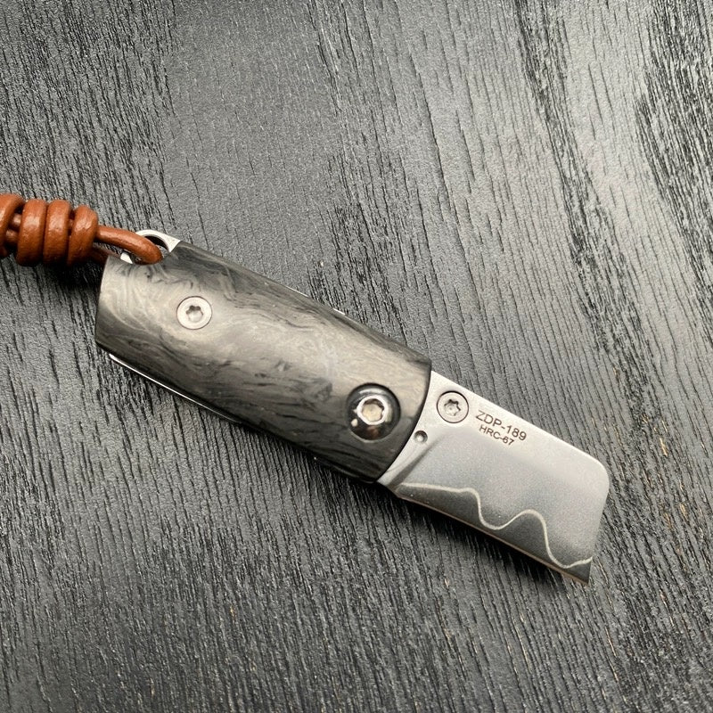 Mini Damascus Magic Bean Folding Knife Ox bone handle Mini Tactical Outdoor Knife