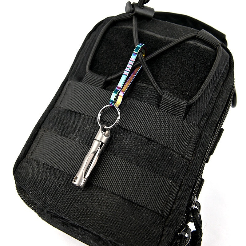 Titanium Alloy Bamboo Knife EDC Folding Knife Portable Keychain Pendant