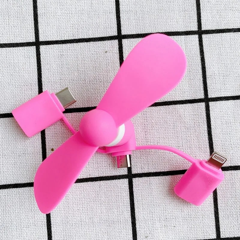 3-in-1 Interface Mobile Phone Small Fan Mini Portable Electric Fan Handheld Portable Silent