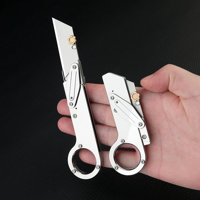 T-shaped Stainless Steel Utility Knife Mechanical Claw Knife Portable EDC Paper Cutting Folding Knife