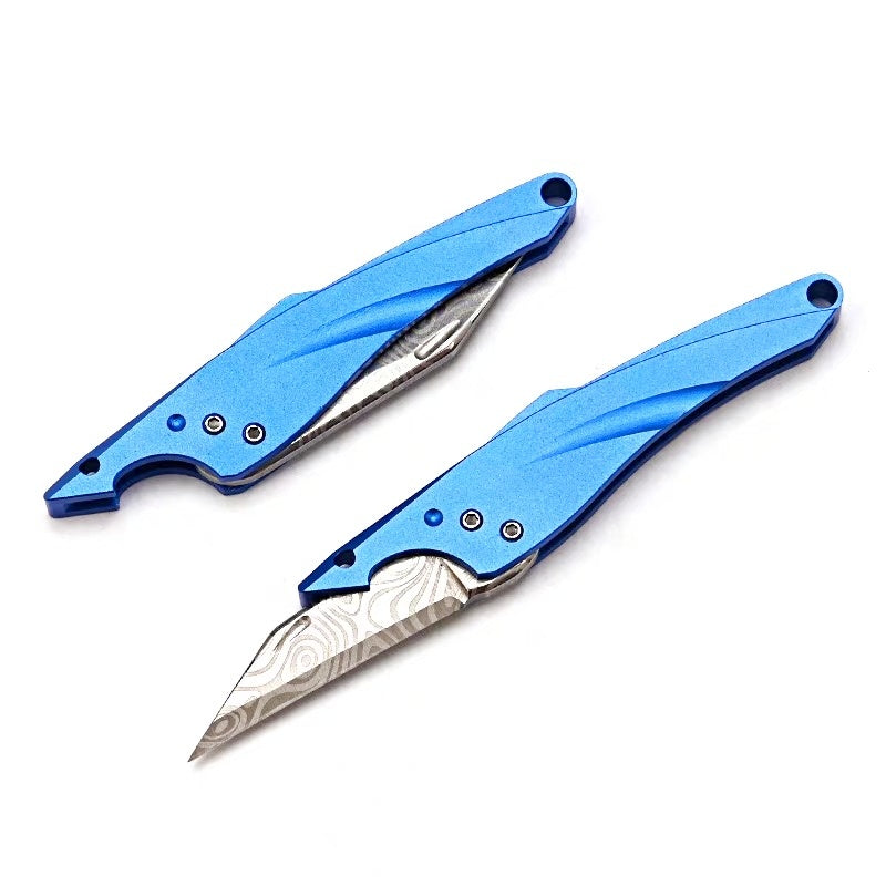 Titanium Alloy Sharp Blue Fin Knife Portable EDC Folding Knife Utility Knife