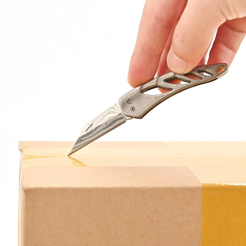 Retro Titanium Alloy Keel Knife EDC Portable Folding Knife Keychain Pendant Gadget