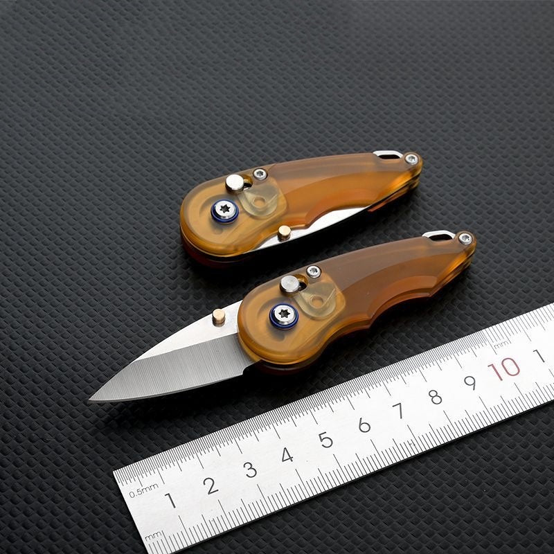 Creative Water Drop Knife Amber PEI Handle Folding Knife EDC Gadget