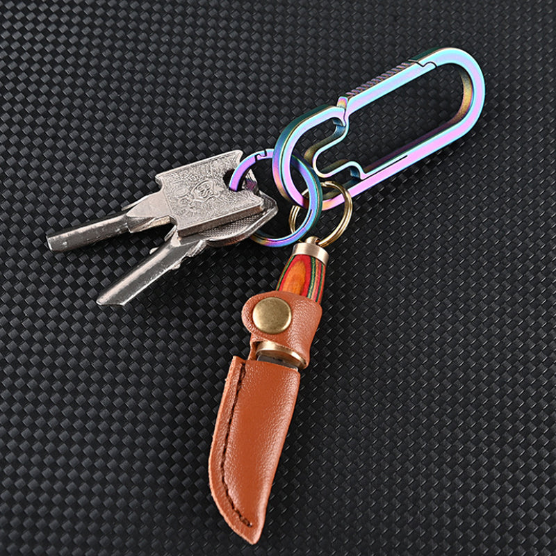 New Straight Small Wood Knife Portable Stainless-Steel Blade Keychain EDC Survival Tools