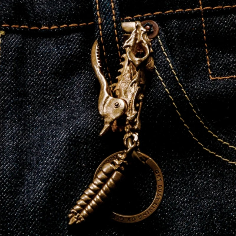 Viper Brass Keychain Creative Niche Pendant