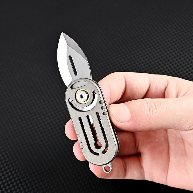 Mini Titanium Beetle Keychain Folding Knife Multifunctional Portable Gadget