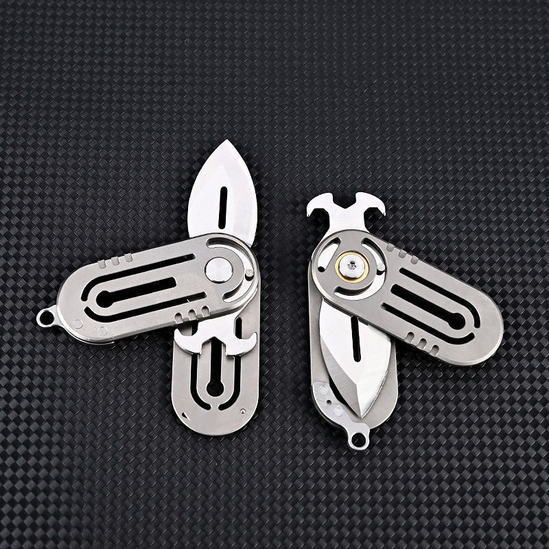 Mini Titanium Beetle Keychain Folding Knife Multifunctional Portable Gadget