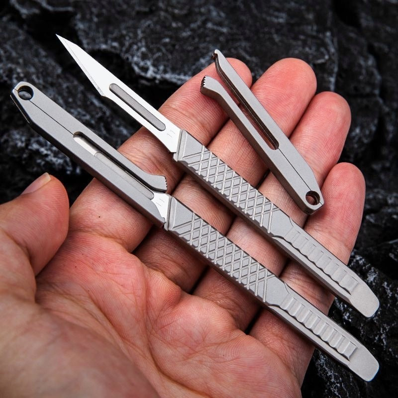 Titanium Alloy Utility Knife Portable EDC Gadget Prybar Replaceable Blade