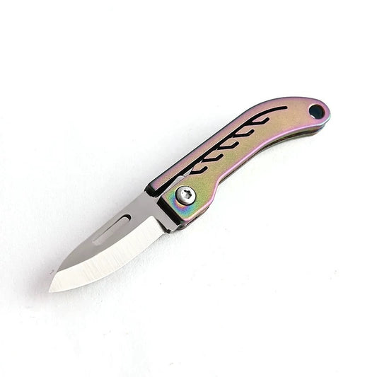 Flame Mini Titanium Keychain Knife EDC Small Folding Knife Portable Pendant