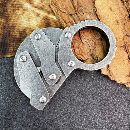 Eagle Beak Full Steel Folding Knife Gadget Ring Knife