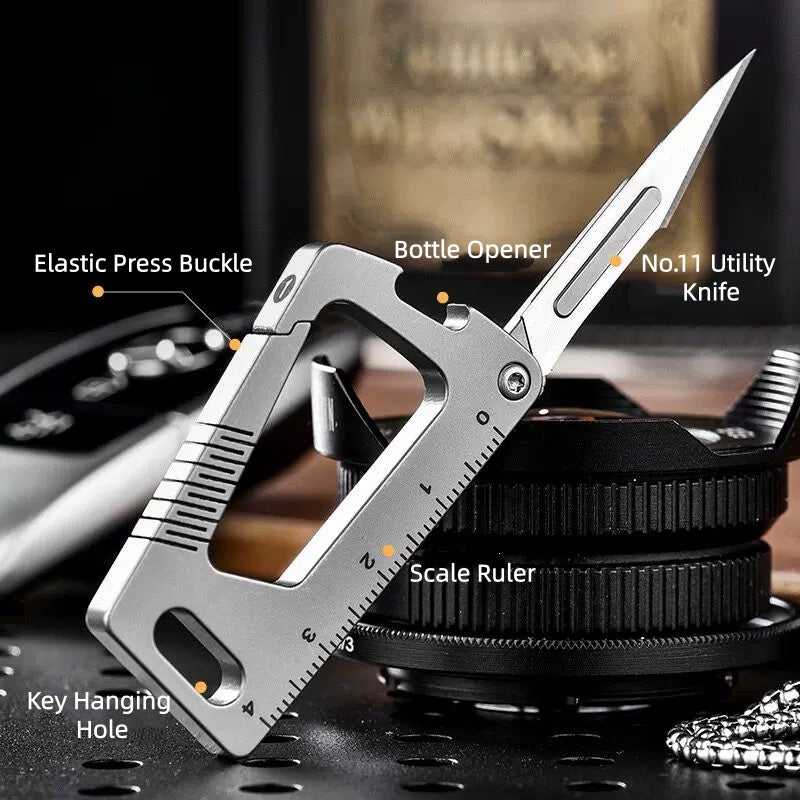 Premium Multi-Function Titanium Alloy EDC Keychain Knife – Utility Cutter, Bottle Opener & Car Key Fob Accessory