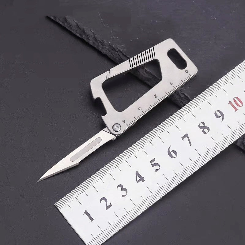 Premium Multi-Function Titanium Alloy EDC Keychain Knife – Utility Cutter, Bottle Opener & Car Key Fob Accessory