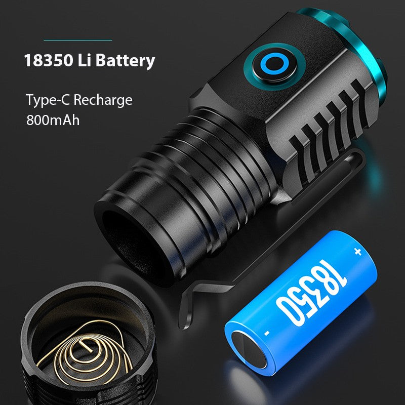 Mini Strong Triple LED Flashlight Small Torch Floodlight Self Defense Keychain Light Fishing Lamp