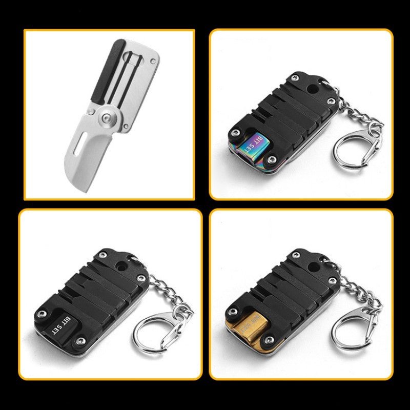 3 in 1 Utility Pocket Knife Folding Mini Knife Stainless Steel Keychain Pendant EDC Tool Portable Keyring - hakatoy