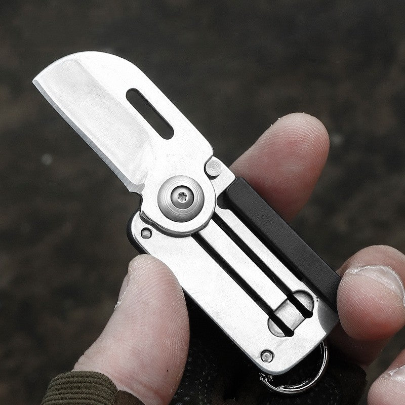 3 in 1 Utility Pocket Knife Folding Mini Knife Stainless Steel Keychain Pendant EDC Tool Portable Keyring - hakatoy