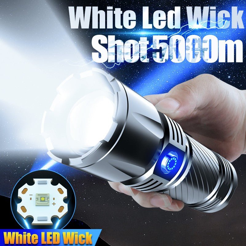 5000 Meters Long Throw LED Flashlight Typ - C Rechargeable Outdoor Zoom Flashlight - hakatoy