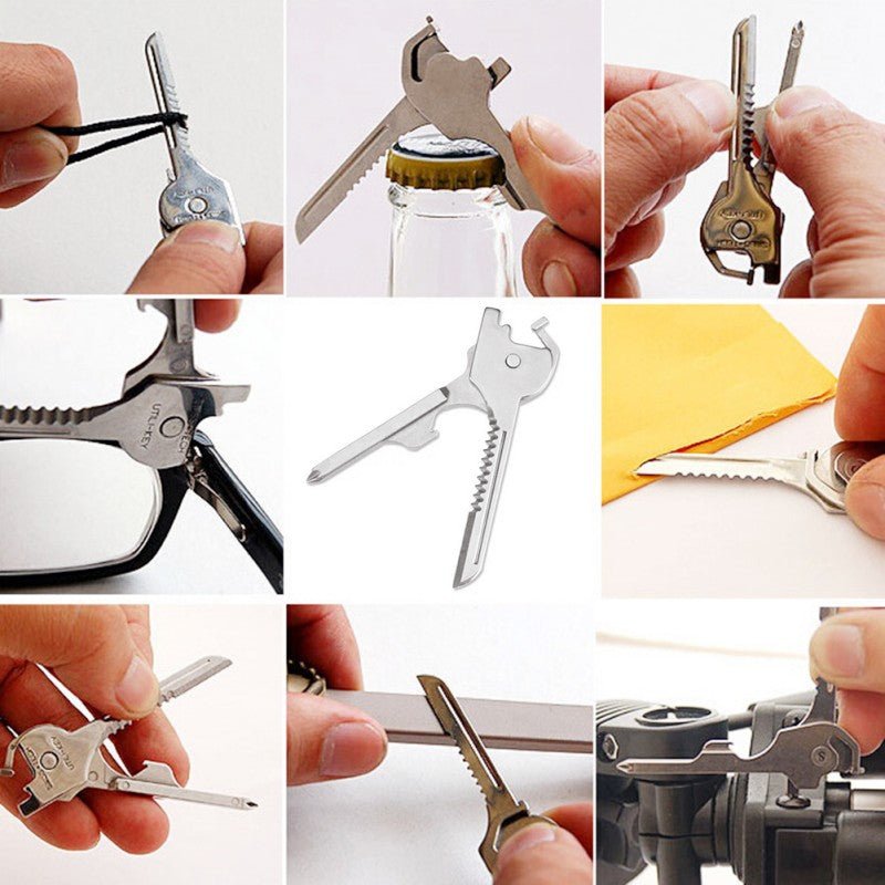 6 In 1 EDC Gear Mini Useful Key Ring Outdoor Folding Pocket Keychain Pendant Multitool - hakatoy