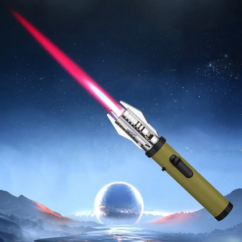 Self-defense High Temperature Jet Windproof Lighter Cool Lightsaber Igniter 360° Use Metal Outdoor