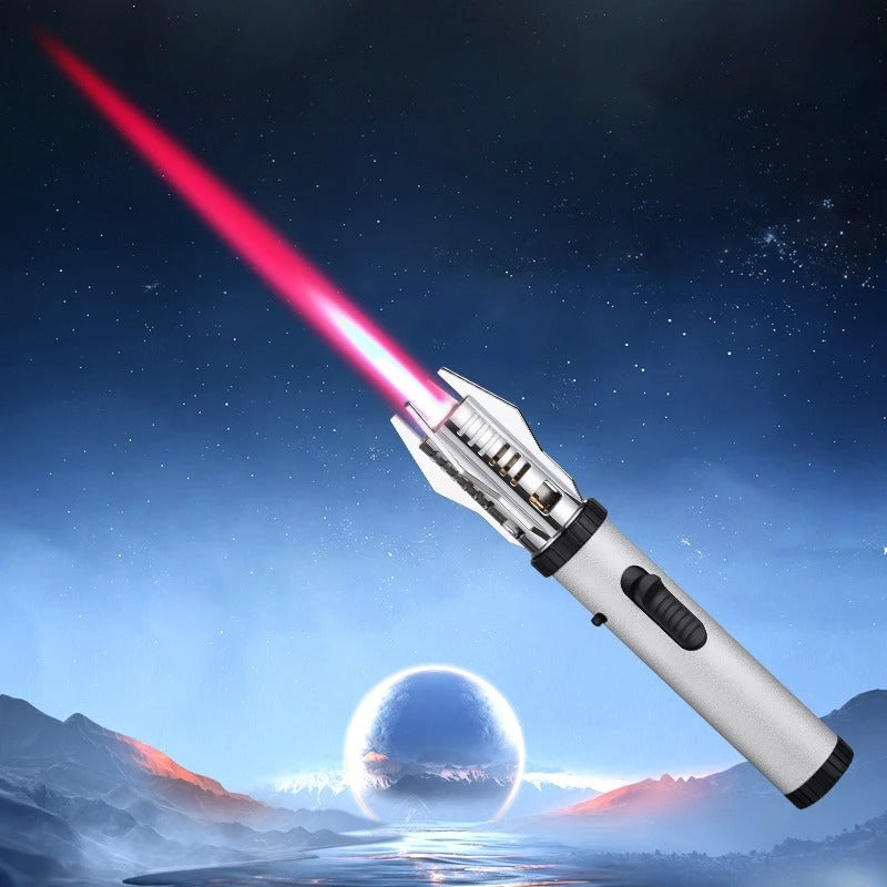 Self-defense High Temperature Jet Windproof Lighter Cool Lightsaber Igniter 360° Use Metal Outdoor