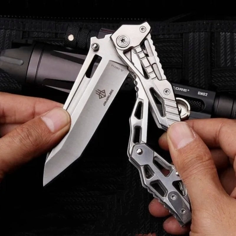 Hot Deformable Folding Knife Skeleton Design EDC Hunting Camping Survival Pocket Knife Stainless Steel