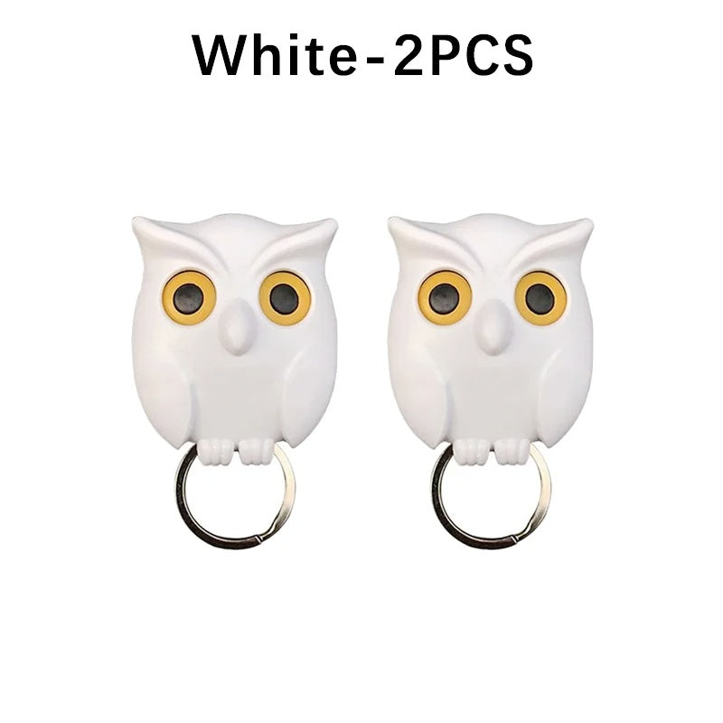 Cool! Creative Owl Magnetic Key Holder Hooks Eye-opening Home Decoration