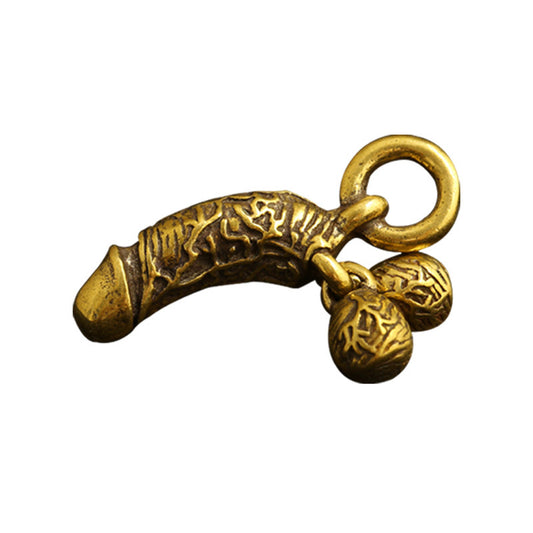 Funny Creative Brass Copper Key Chain Pendants Mini Male Genitals Car Keychain Ring Gifts