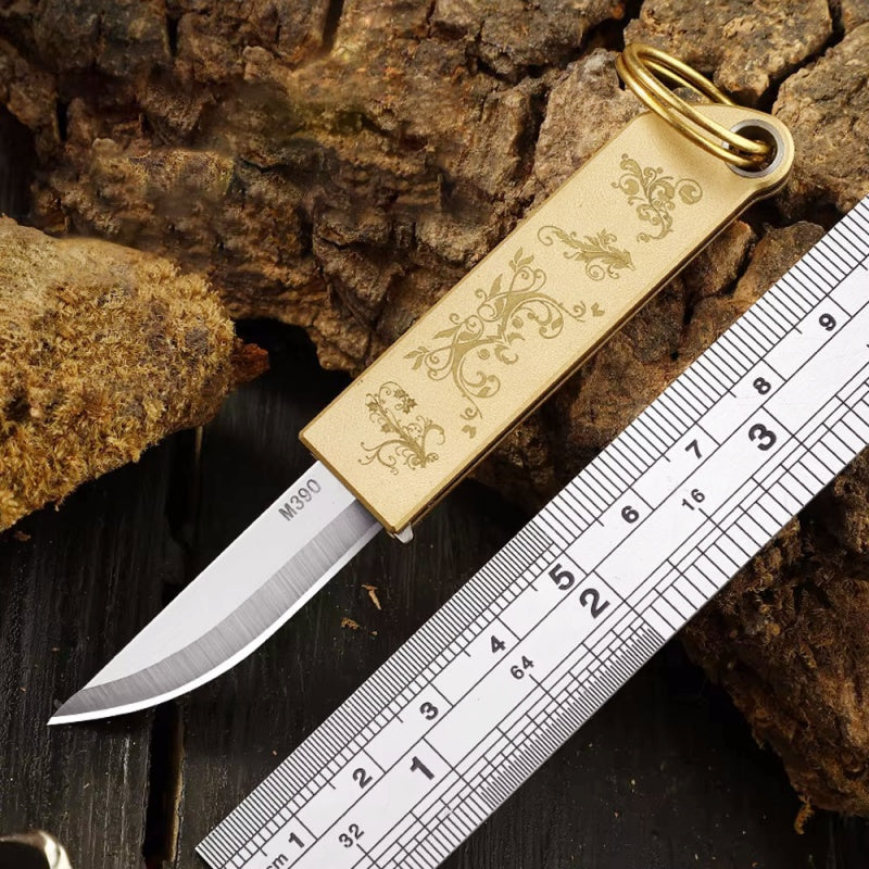 Mini Brass Knife EDC Folding Knife M390 Blade