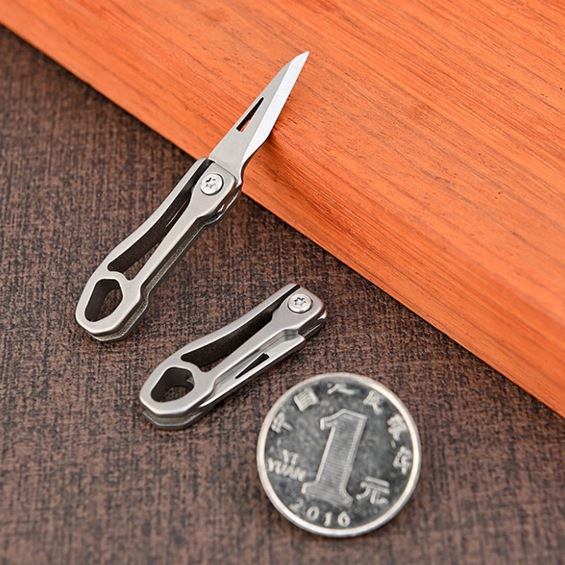 Mini Titanium Alloy Keychain Knife Foldable Tool Outdoor Camp Knife