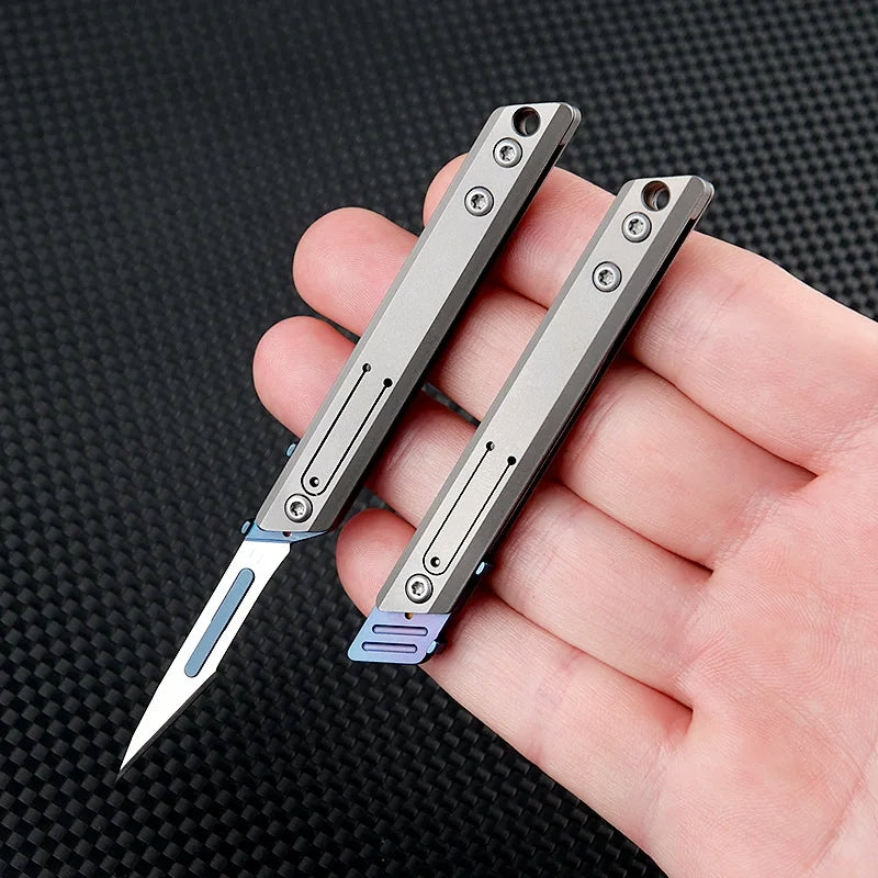 Titanium Alloy Mini Utility Knife with 10pcs Replaceable Blades