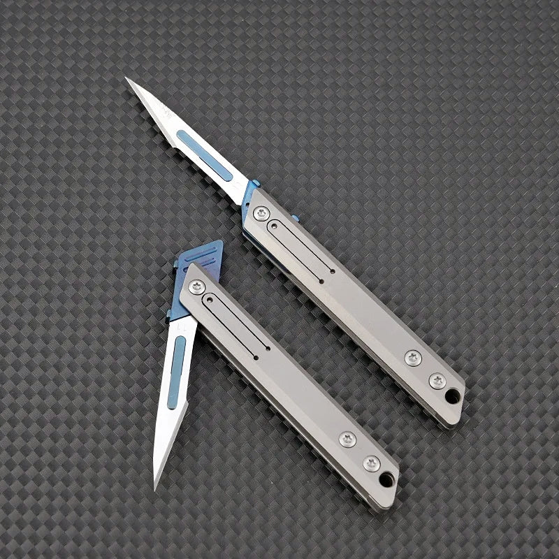 Titanium Alloy Mini Utility Knife with 10pcs Replaceable Blades