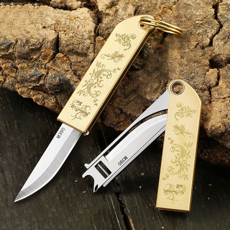 Mini Brass Knife EDC Folding Knife M390 Blade