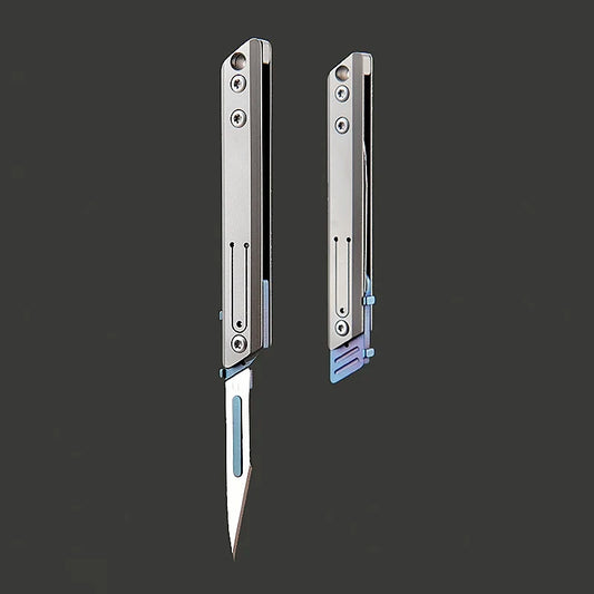 Titanium Alloy Mini Utility Knife with 10pcs Replaceable Blades