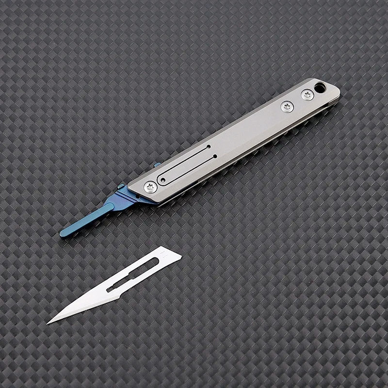 Titanium Alloy Mini Utility Knife with 10pcs Replaceable Blades