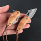 Olive Wood Handle Damasque Steel Sharp Folding Knife EDC High Hardness Outdoor Hunting Self-defense Portable Knife Meat Kitchen Fruit Knife