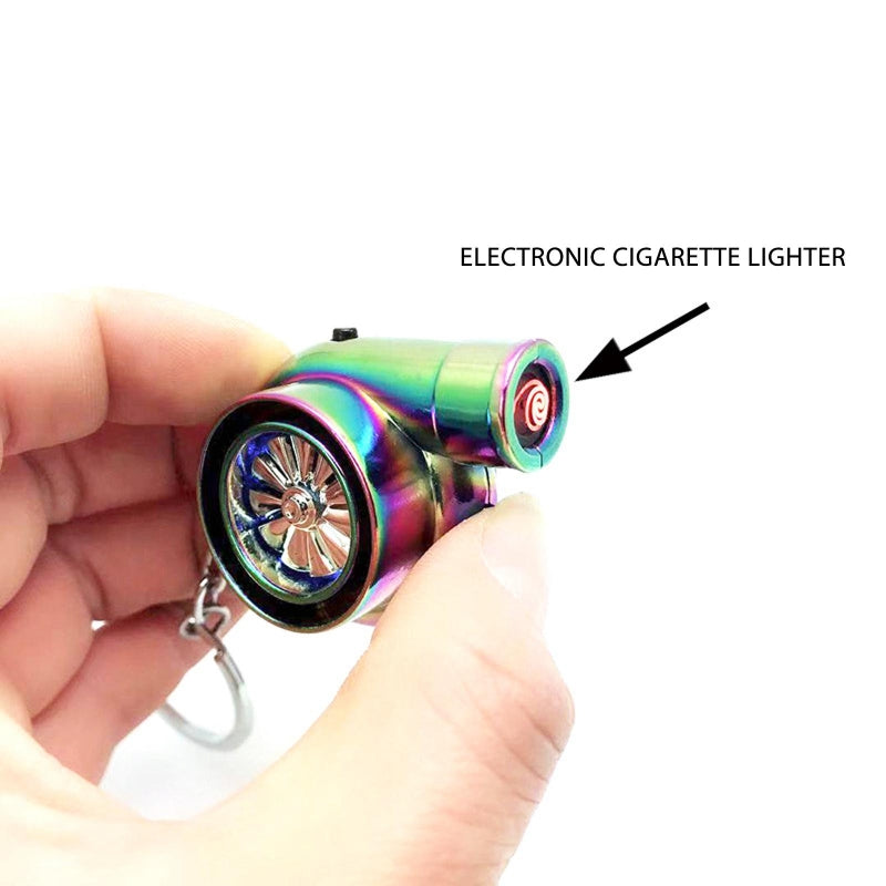 EDC Outdoor Turbine Lighter Turbo Cigarette Lighter USB Charging Keychain Metal Car Keychain Pendant