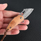 Olive Wood Handle Damasque Steel Sharp Folding Knife EDC High Hardness Outdoor Hunting Self-defense Portable Knife Meat Kitchen Fruit Knife