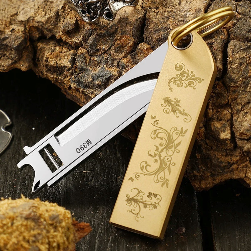 Mini Brass Knife EDC Folding Knife M390 Blade