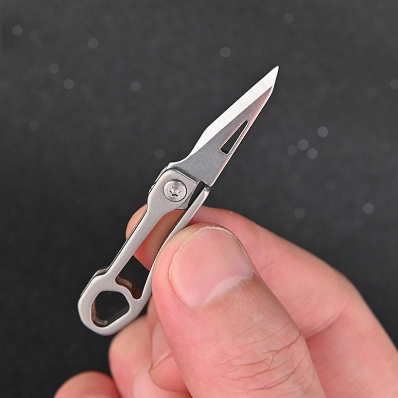 Mini Titanium Alloy Keychain Knife Foldable Tool Outdoor Camp Knife