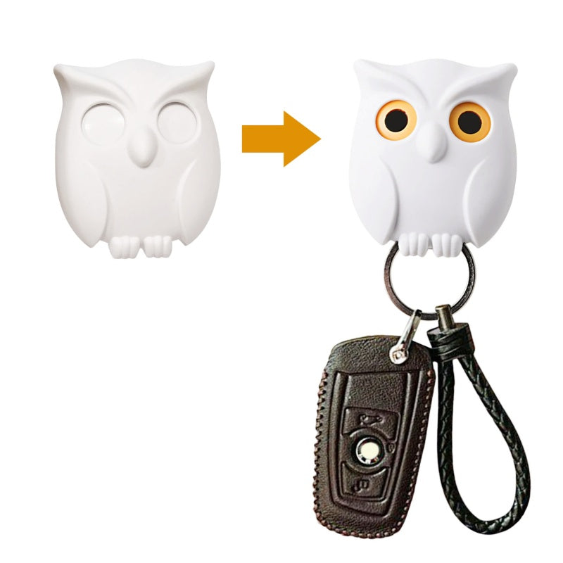 Cool! Creative Owl Magnetic Key Holder Hooks Eye-opening Home Decoration