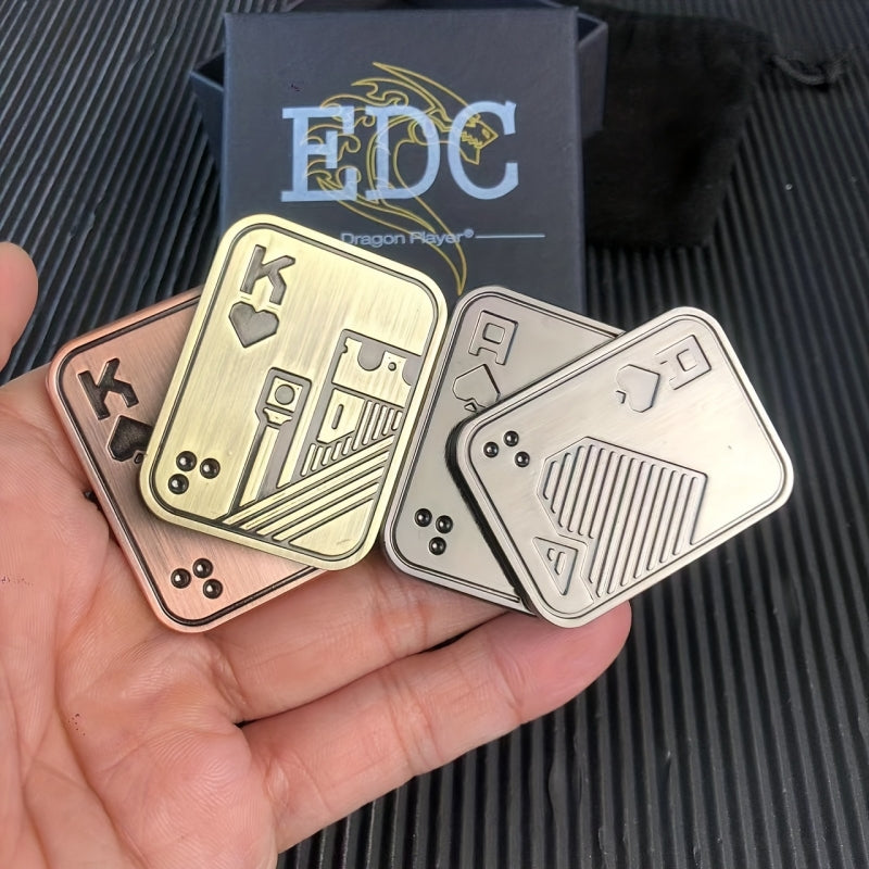 EDC Fingertip Metal Push Coin Poker Fidget Toys Slider Skull Push Haptic Stress Relief