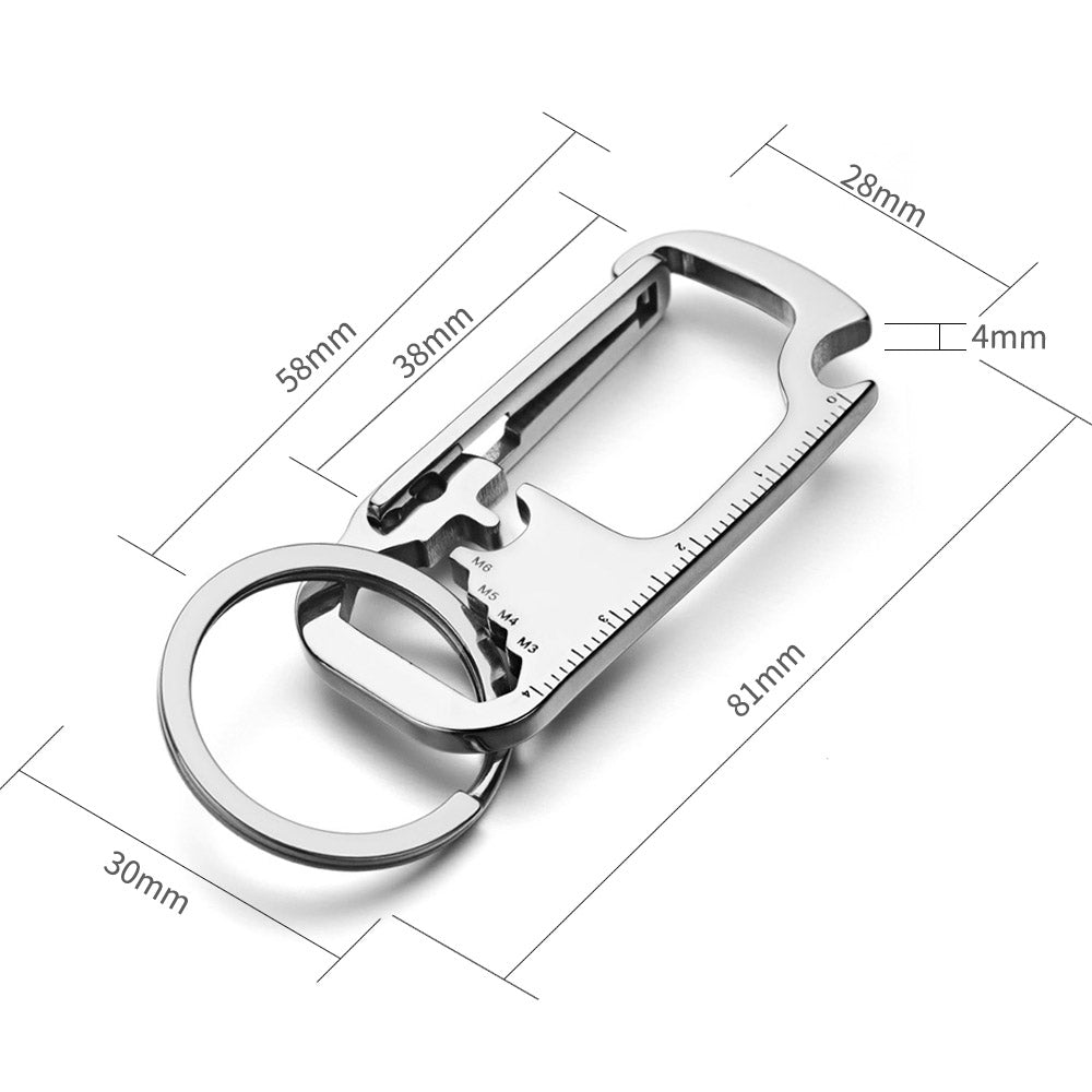 Keychain Stainless Steel Multifunctional Wrench Tool Bottle Opener Key Chain Ring