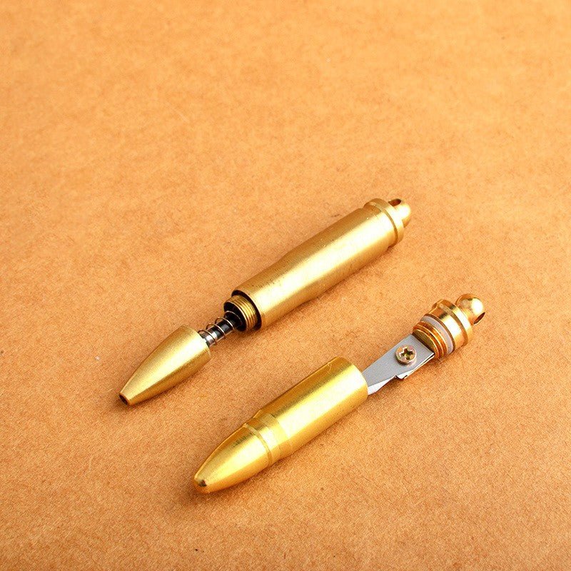 Brass bullet knife portable multi - function car key chain pendant Portable Mini Rotary Ballpoint Pen Keyring - hakatoy