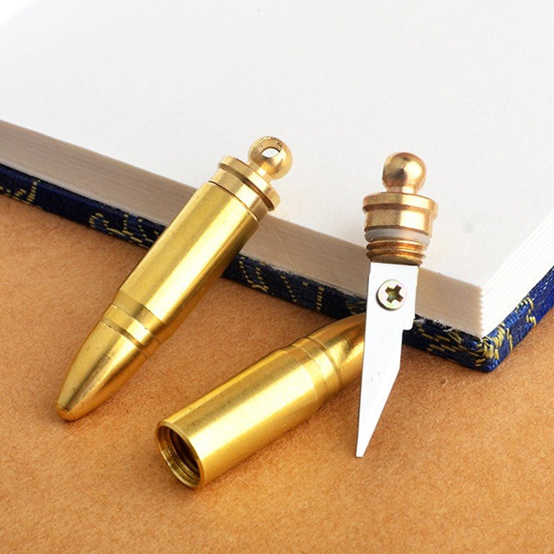 Brass bullet knife portable multi - function car key chain pendant Portable Mini Rotary Ballpoint Pen Keyring - hakatoy