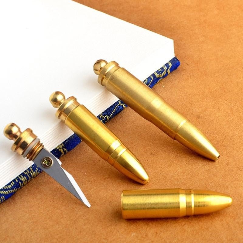 Brass bullet knife portable multi - function car key chain pendant Portable Mini Rotary Ballpoint Pen Keyring - hakatoy