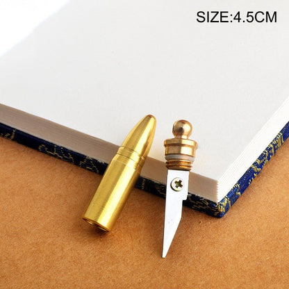 Brass bullet knife portable multi - function car key chain pendant Portable Mini Rotary Ballpoint Pen Keyring - hakatoy