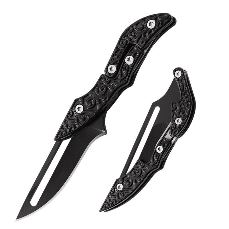 Cool Folding Pocket Knife for Men Stainless Steel Embossment Handle Magic Folding Knife - hakatoy