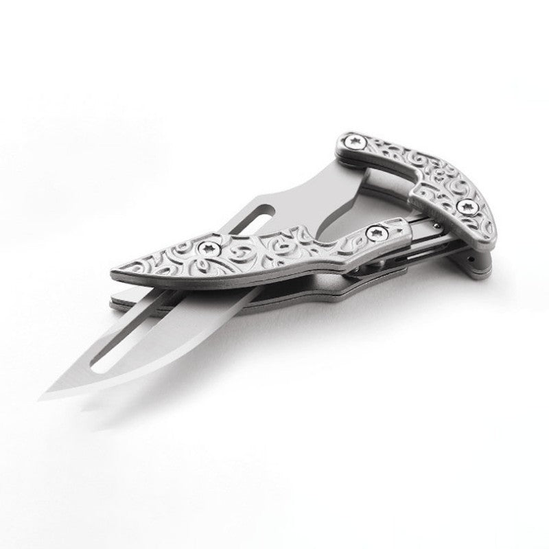 Cool Folding Pocket Knife for Men Stainless Steel Embossment Handle Magic Folding Knife - hakatoy