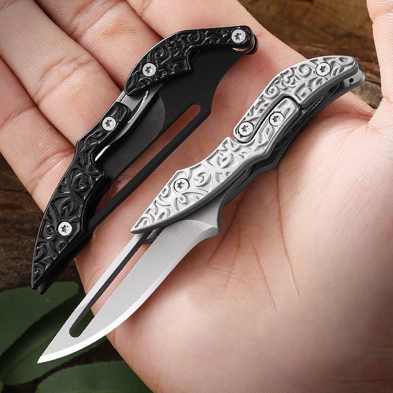 Cool Folding Pocket Knife for Men Stainless Steel Embossment Handle Magic Folding Knife - hakatoy