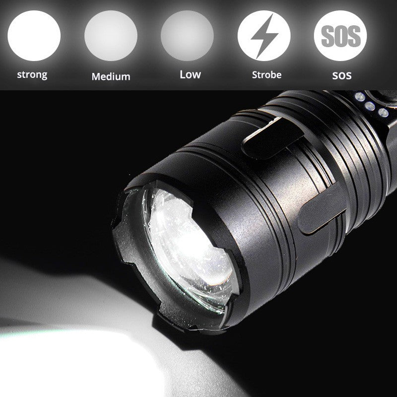 Powerful LED Flashlight Zoomable Tactical Flashlight Portable & Rechargeable